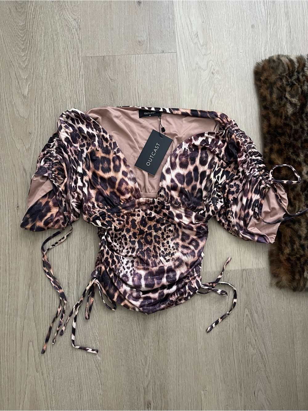 Outcast Leopard Print Ruched Top